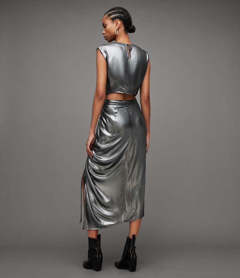 Carla Gathered Metallic Matching Co-Ord  large