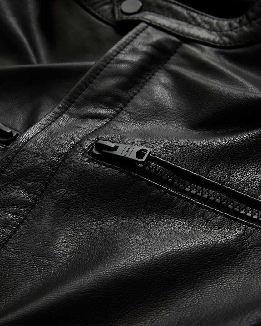 Jade Tab Collar Leather Jacket
