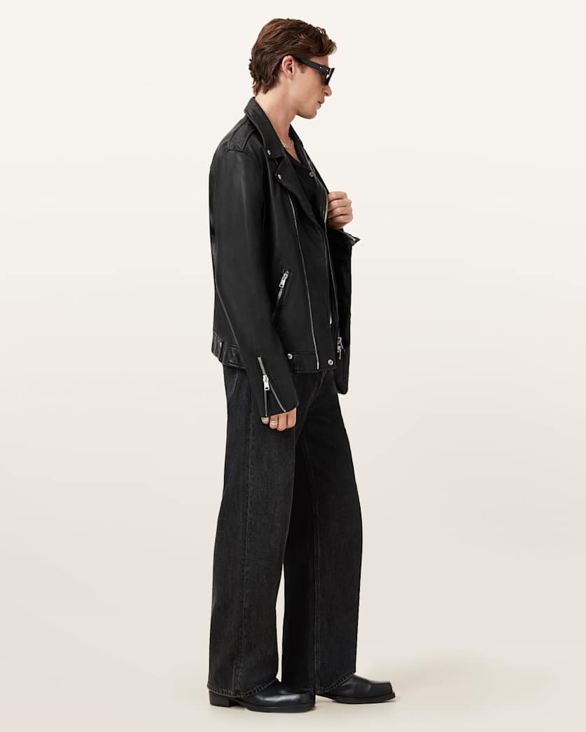 Milo Asymmetric Zip Leather Biker Jacket