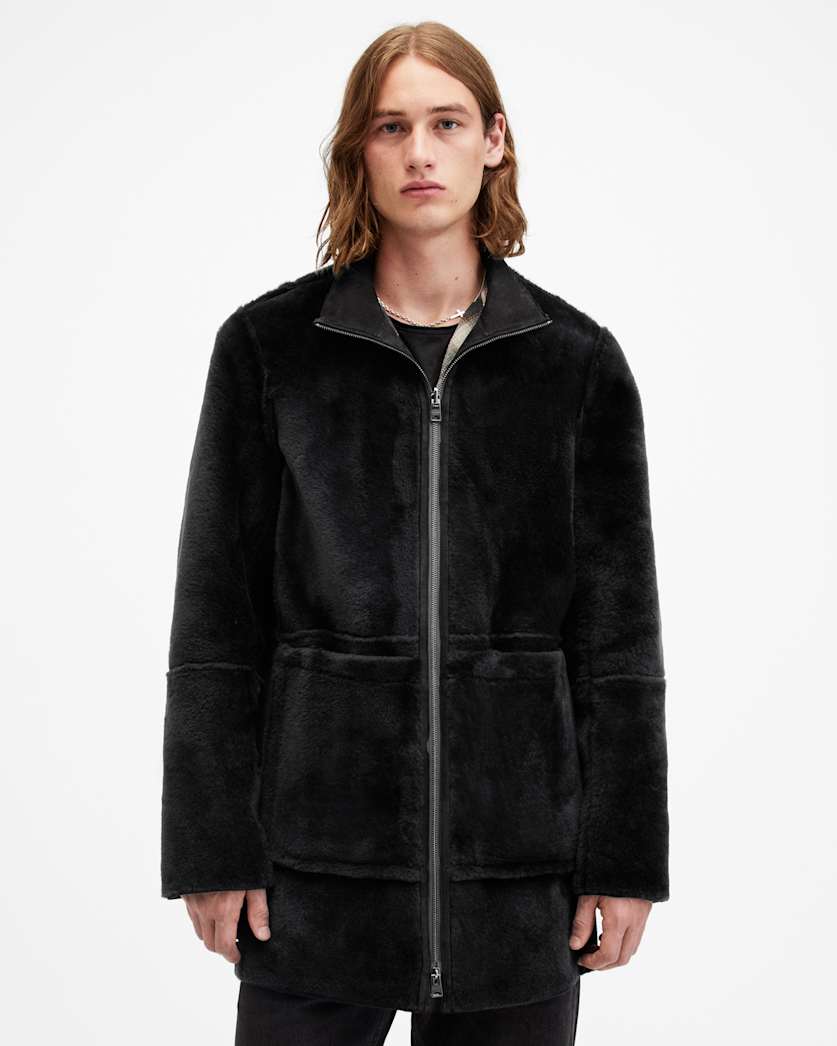 Stride Funnel Neck Shearling Coat