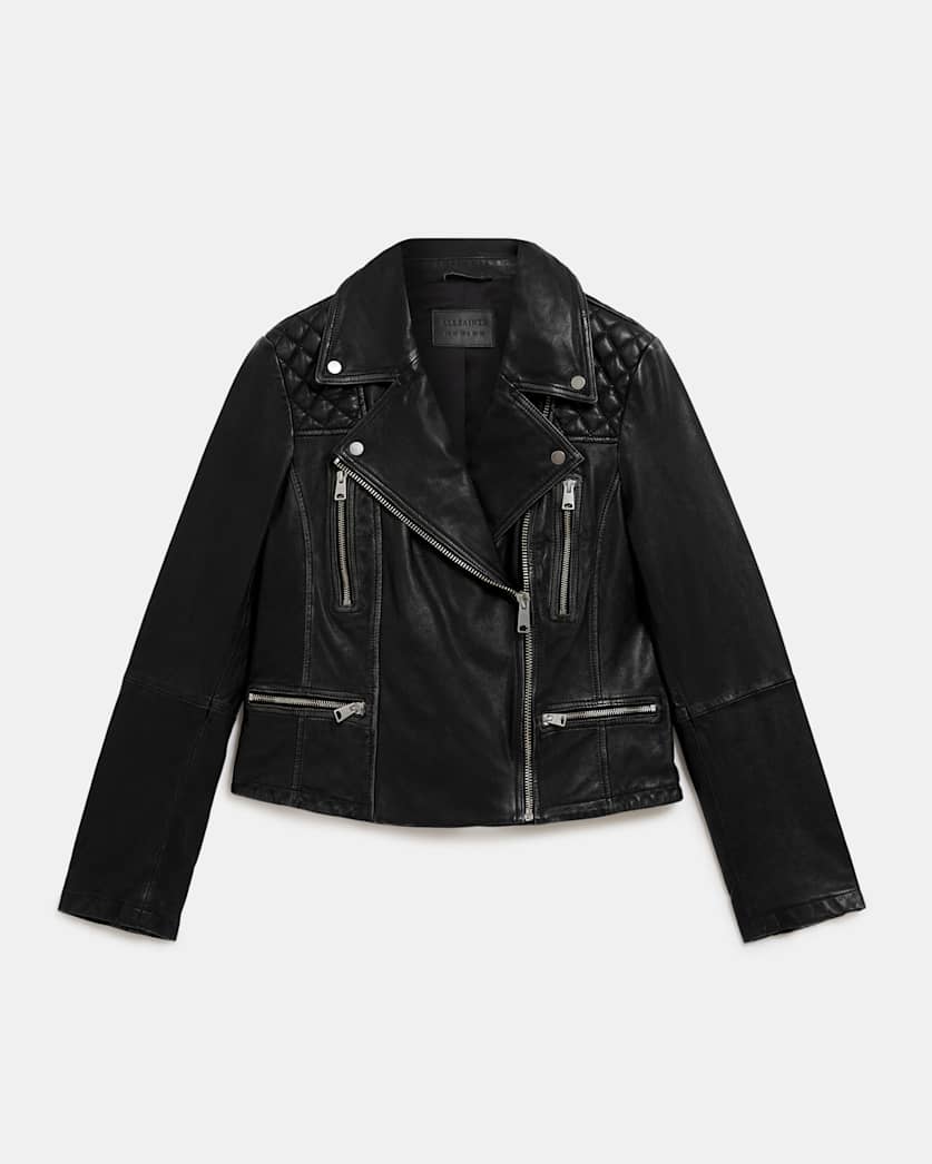 Cargo Distressed Leather Biker Jacket
