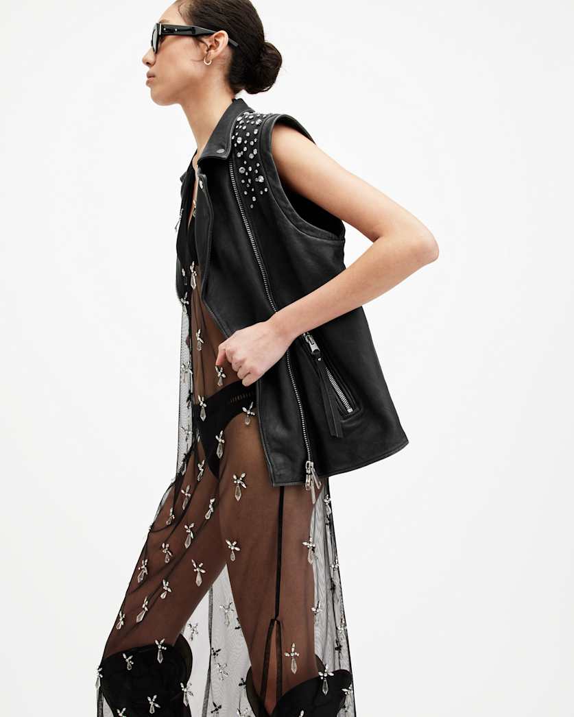 Billie Embellished Leather Gilet