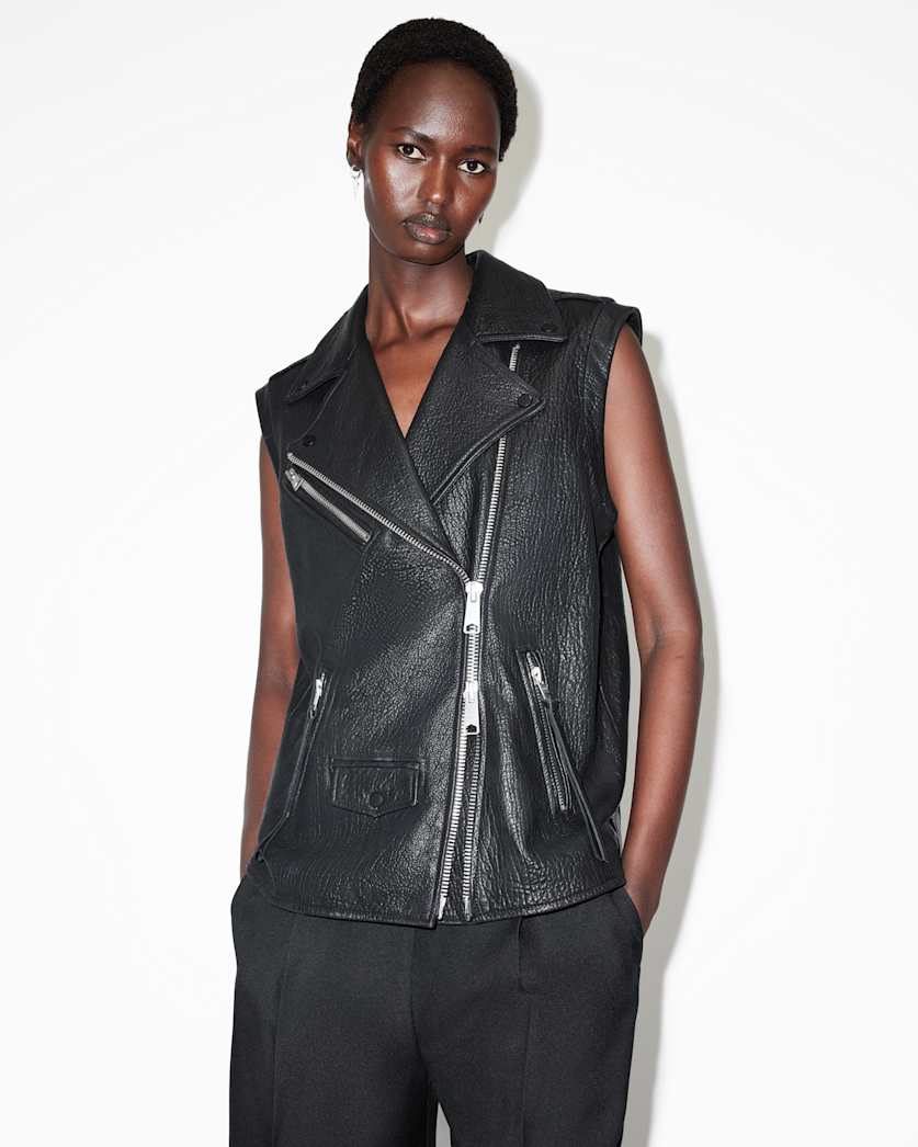Billie Relaxed Fit Leather Biker Gilet