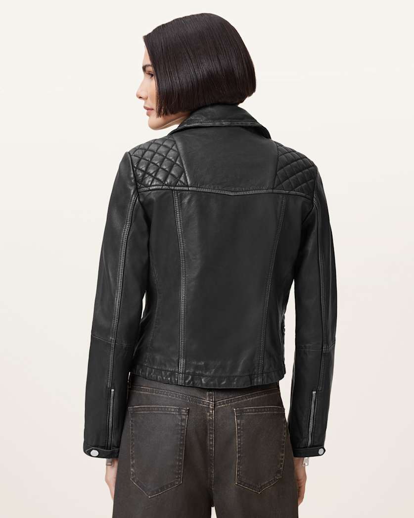 Cargo Distressed Leather Biker Jacket