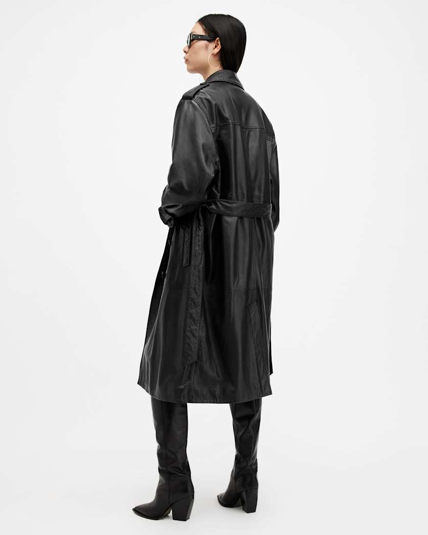 Hendry Relaxed Fit Leather Trench Coat