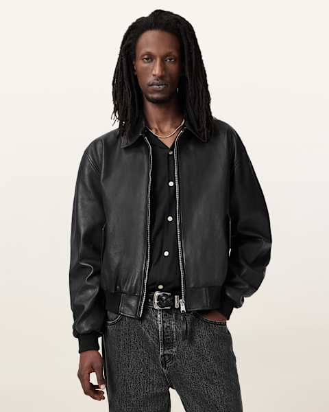 Marco Oversized Leather Bomber Jacket  large