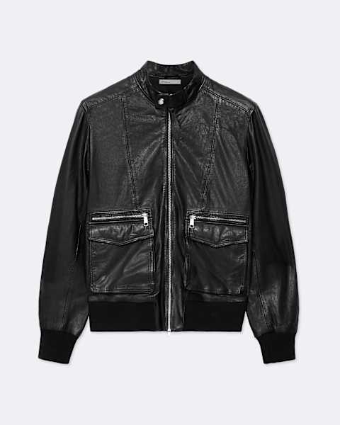 Hiro Leather Bomber Jacket  large