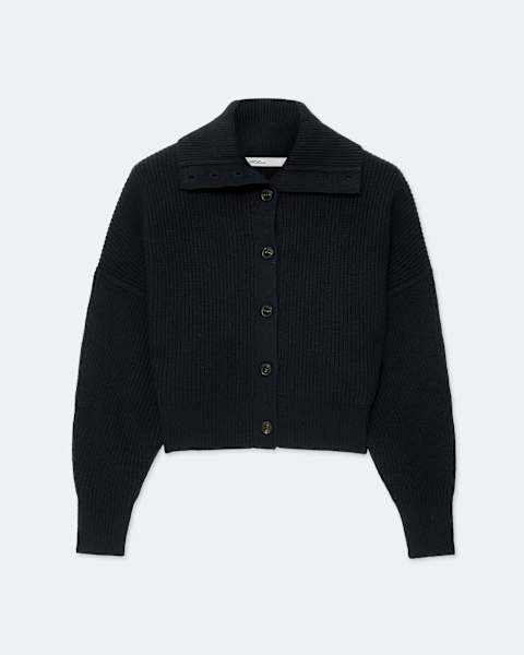 Caron Cropped Merino Wool Cardigan  large
