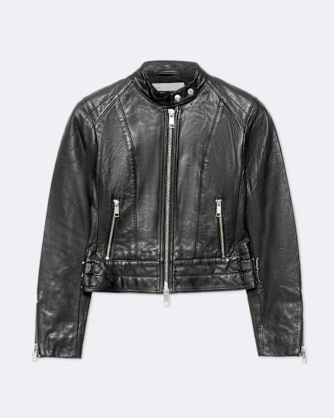 Comet Cropped Leather Jacket  large