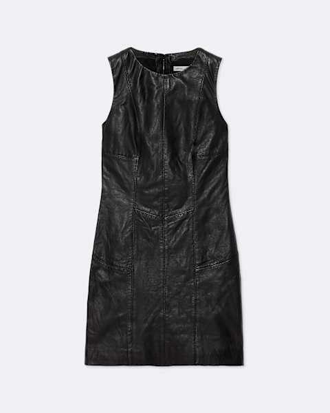 Vee Leather Mini Dress  large