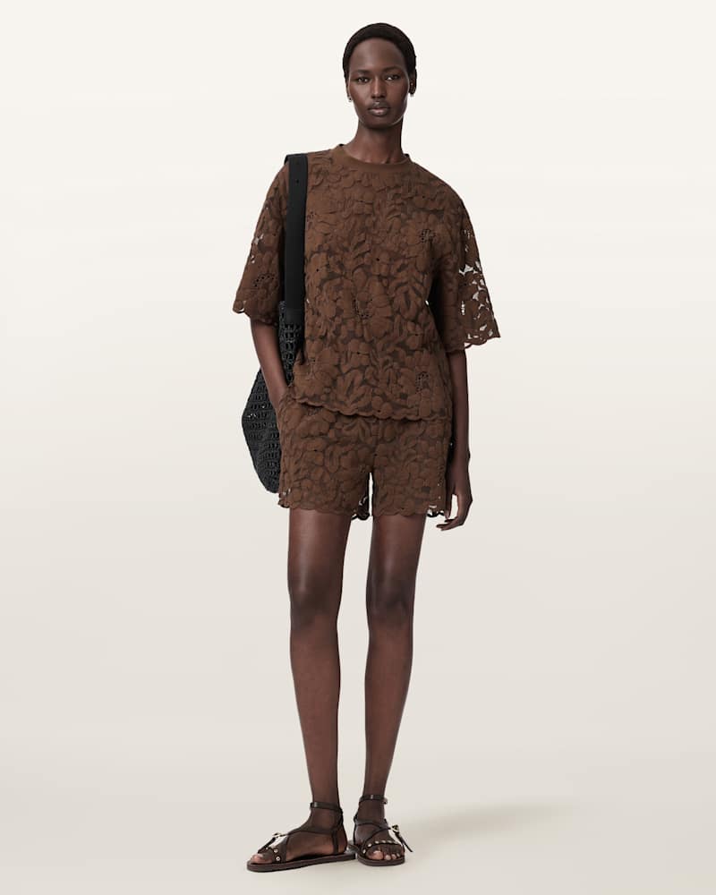Amelie Mid Rise Relaxed Lace Shorts