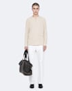 Raine Waffle-Knit Long-Sleeve Henley Top