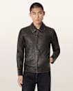 Alkan Zip Up Two Tone Leather Jacket