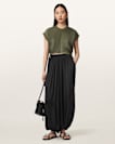 Mira Cropped Satin Drawcord T-Shirt