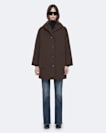 Darcie Nylon Shawl-Collar Cocoon Coat