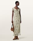 Gabby Floral Print Mesh Maxi Dress