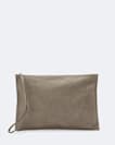 Pinked edge large leather pouch