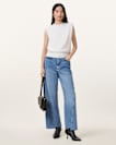 Fox Asymmetric Hem Wide Leg Denim Jeans