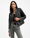 Cawley Funnel Neck Leather Biker Jacket