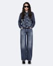 Straight leg mid-rise denim jeans