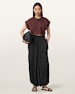 Mira Cropped Satin Drawcord T-Shirt