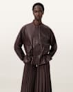 Sofi Drawstring Leather Bomber Jacket