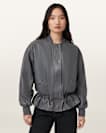 Sofi Drawstring Leather Bomber Jacket