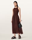Zenia Sleeveless Asymmetric Midi Dress