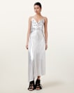 Alexia V-Neck Metallic Midi Slip Dress