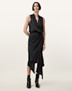 Abi Lace Trim Draped Midi Dress