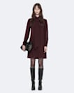 Tie-neck silk knee-length dress