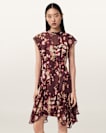 Fleur Printed Asymmetric Mini Dress