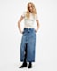 Cyra Frayed Waistband Maxi Denim Skirt