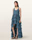 Cavarly Crepe Tiered Ruffle Maxi Dress