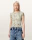 Ellie Mesh Floral Print Slim T-Shirt