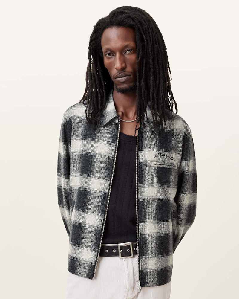 Ellis Checked Embroidered Zip Up Jacket