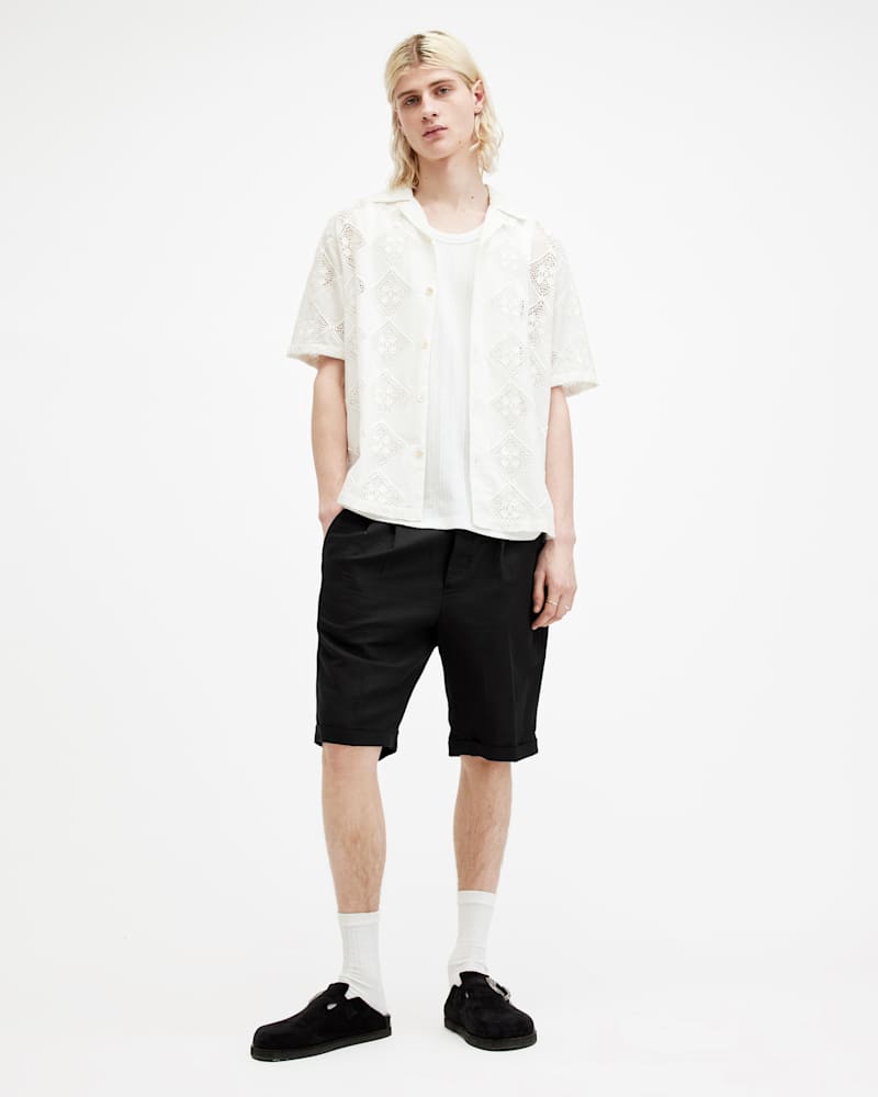 Ora Tallis Linen Blend Slim Fit Shorts
