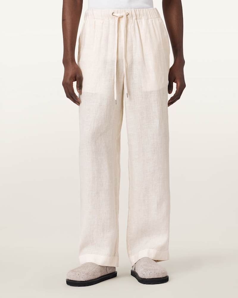 Sharp Straight Leg Linen Trousers