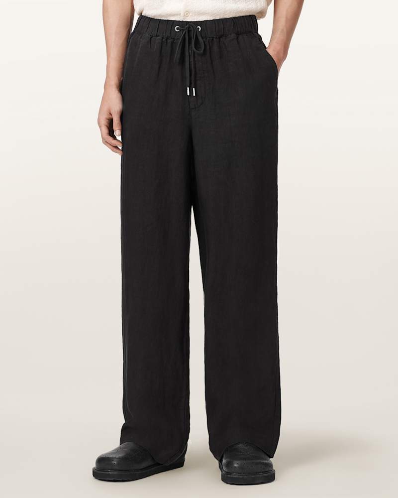 Sharp Straight Leg Linen Trousers