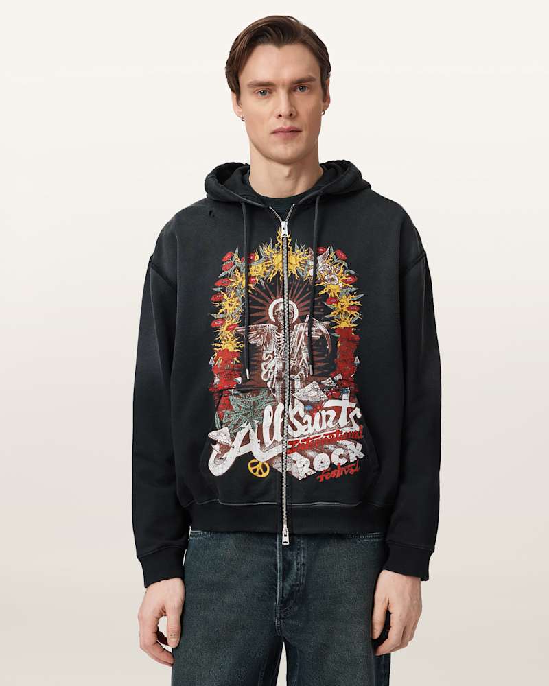 Roque Zip Up Graphic Hoodie