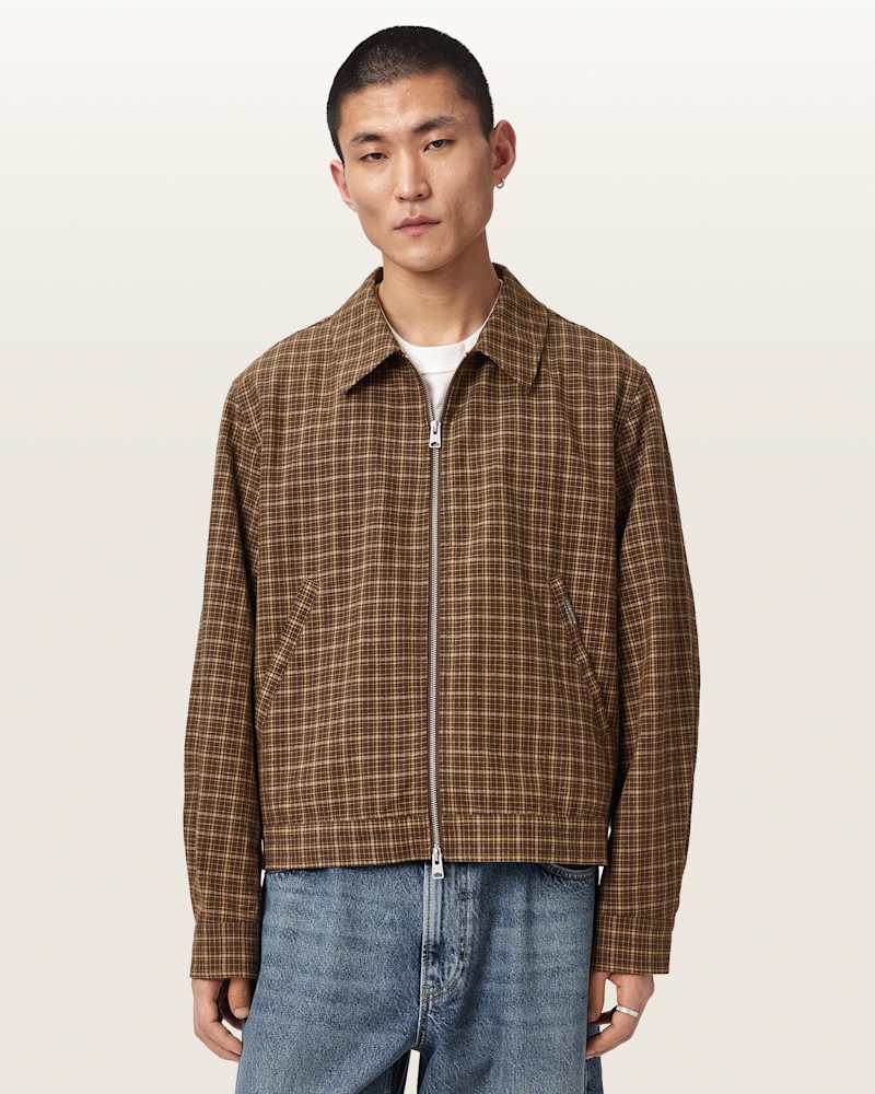 Lakeshaw Relaxed Fit Linen Blend Check Jacket