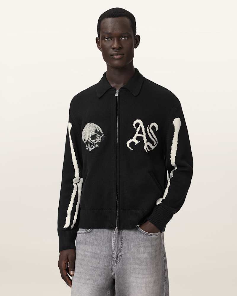 Adrian Zip Up Embroided Knitted Cardigan