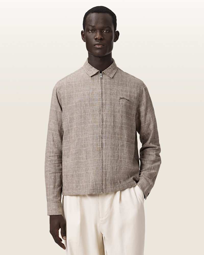 Keal Linen Blend Embroidered Check Jacket