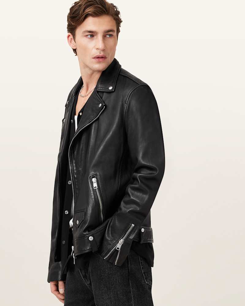 Milo Asymmetric Zip Leather Biker Jacket