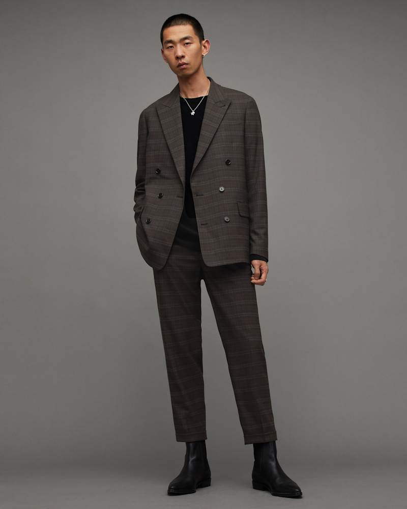 Spica Checked Double Breasted Blazer