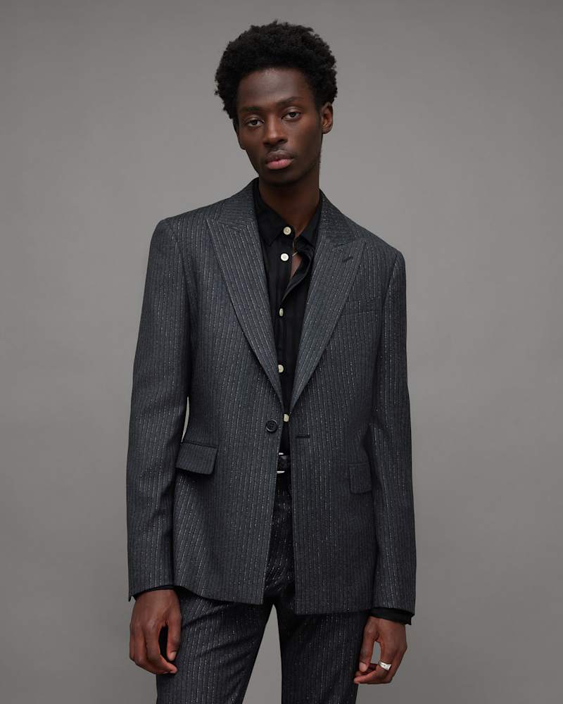 Androm Metallic Pinstriped Slim Blazer
