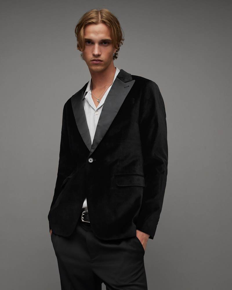 Lyra Satin Trim Velvet Slim Fit Blazer