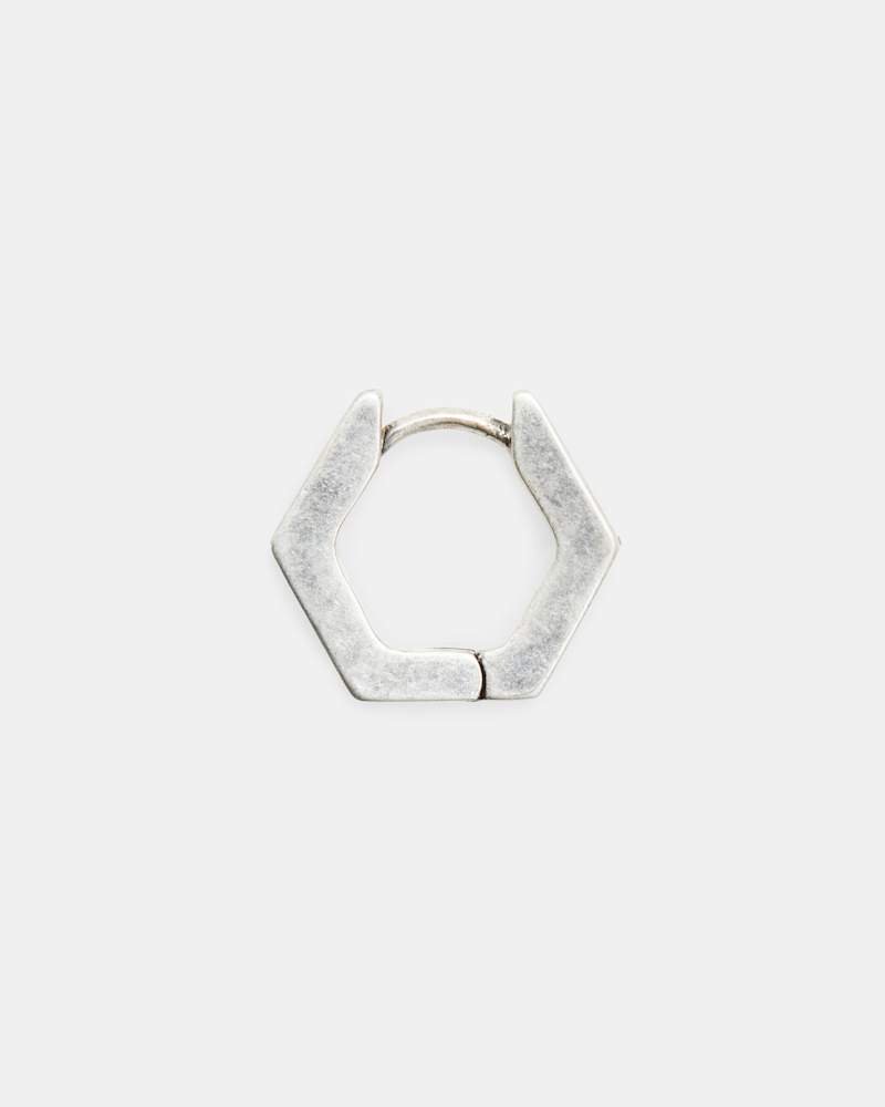 Hex Sterling Silver Bolt Hoop Earring