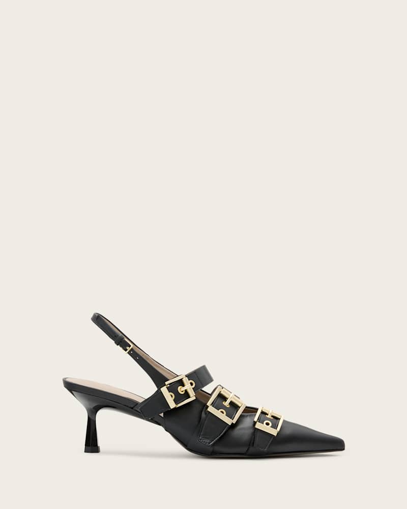 Vivian Leather Buckle Slingback Heels