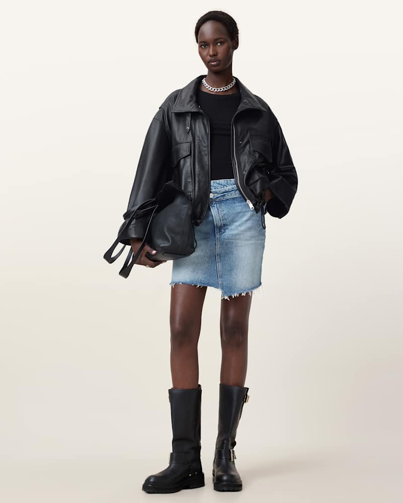 Aki Crossover Denim Skirt